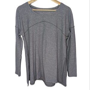 Lululemon Unwind Long Sleeve Shirt Side Slits Heathered Gray Tunic SOFT SIze 10